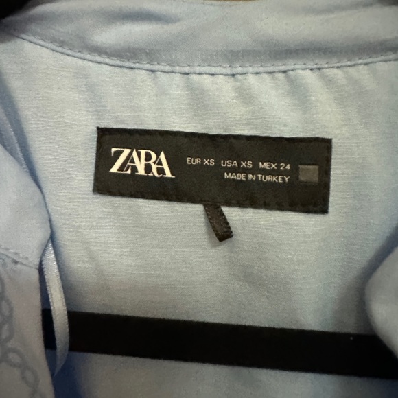 Zara Light Blue Embroidered Dress - Picture 3 of 6